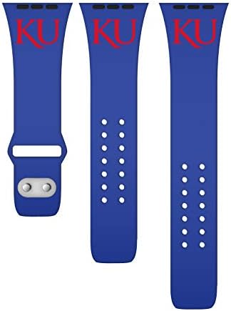 AFİNİTE BANTLARI Kansas Jayhawks Silikon Spor saat kayışı Apple Watch ile Uyumlu (42/44 / 45mm Kraliyet Mavi)