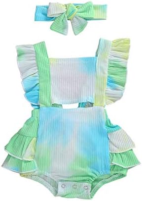 Bebek Bebek Kız Sevgililer Romper Elbise Payetli Dantel Tek Parça Bodysuit Tulum Bandı Halter Yaz Kıyafetler Giysileri