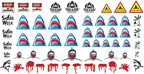 Büyük Beyaz Köpekbalığı Seti 2-Su Kaydırağı Tırnak Sanat Çıkartmaları - Salon Kalitesi! Köpekbalığı Haftasını Kutlayın!