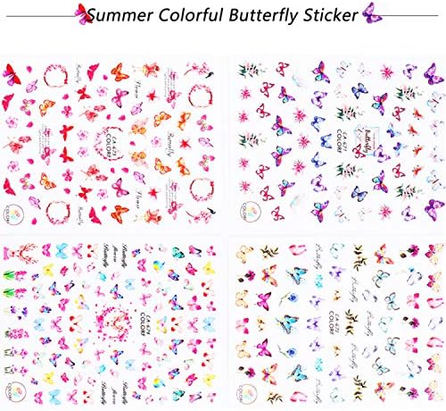 3D Kelebek Nail Art Etiketler Çiçek Kelebek Tırnak Çıkartmaları Akrilik Çivi Dekorasyon için Kendinden Yapışkanlı Kelebek Tırnak