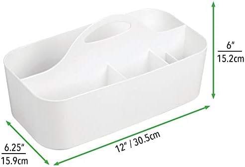 mDesign Plastik Taşınabilir Depolama Organizatörü Caddy Tote-Banyo, Yurt Odası için Kulplu Sepet Kutusu-El Sabunu, Vücut Yıkama,