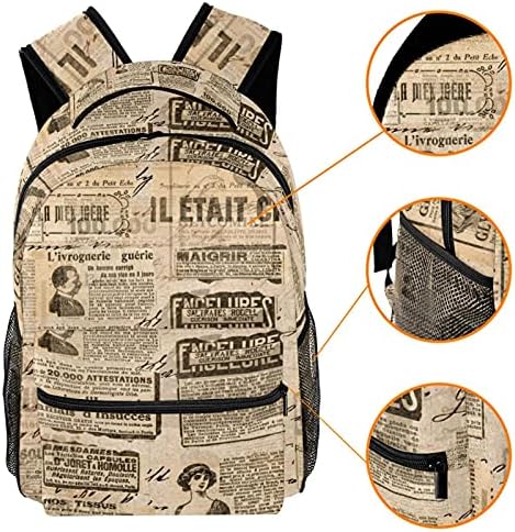 Okul sırt çantası Retro gazete hafif su geçirmez rahat çanta çocuklar için 11. 5x8x16 inç