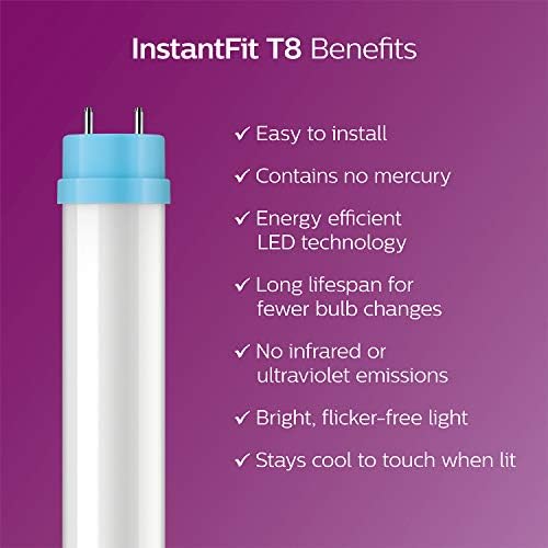 Philips LED InstantFit 2 Ayaklı T8 Tüp Ampul 1100 Lümen, 5000 Kelvin, 8,5 Watt (17 Watt Eşdeğeri), Orta Boy Çift Pimli G13 Taban,