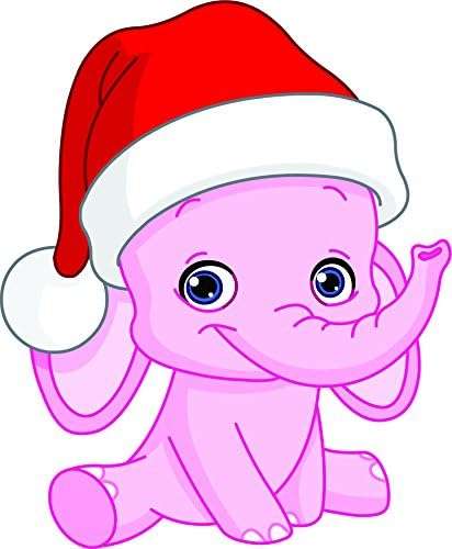 Sevimli Sevimli Mutlu Gülümseyen Noel Bebek Fil Karikatür Vinil Sticker (2 Uzun Boylu, Mavi)