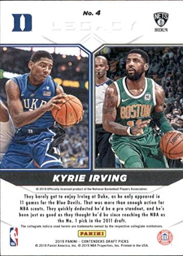 2019-20 Panini Yarışmacıları Taslak Seçtikleri Legacy 4 Kyrie Irving Brooklyn Nets/Duke Blue Devils Resmi NBA Basketbol Ticaret