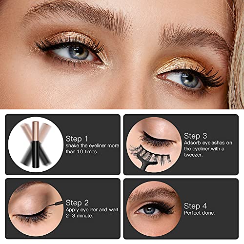 Eyeliner ile Manyetik Kirpikler Doğal Kirpikler Güzellik Görünümlü, Kadınlar için Manyetik Eyeliner ile Yeniden Kullanılabilir