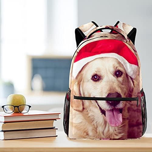 Benzersiz okul sırt çantası sevimli köpek Noel şapka hafif öğrenci seyahat çantası 11. 5x8x16 inç