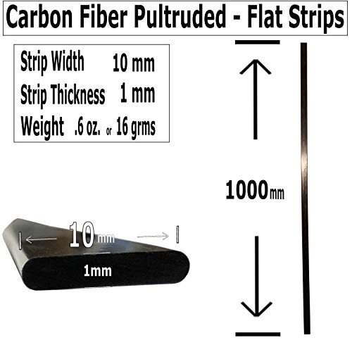 (2) 1mm x 10mm 1000mm - PULTRUDED-Düz Karbon Fiber Çubuk. 100 % Pultruded yüksek Mukavemetli Karbon Fiber. Dronlar, Radyo Kontrollü