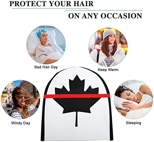 WEEDKEYCAT İtfaiyeciler Kırmızı Çizgi Kanada Beanie Şapka Tasarımları ile Erkek Kadın Kafatası Kap Kış Sıcak