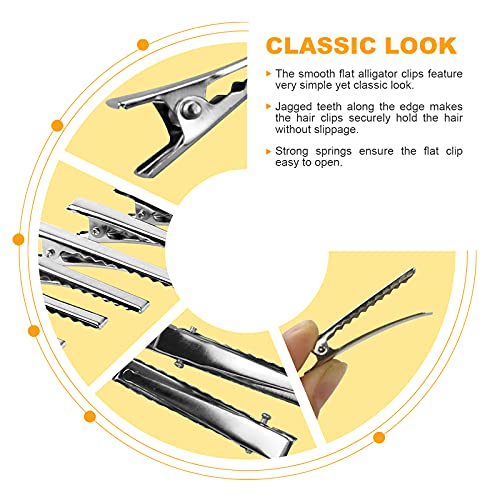 TKOnline 120 pcs 1-3 / 4 İnç(45mm) Gümüş Timsah saç tokası Düz Üst ile Diş Tek Prong Metal Klipler Hairbow Aksesuar için Sanat
