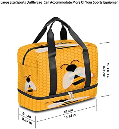 Spor spor çantası Sevimli Hayvan Arı seyahat spor çantası Hafif Gecede Çanta ile ıslak Cep ve ayakkabı Bölmesi su geçirmez spor