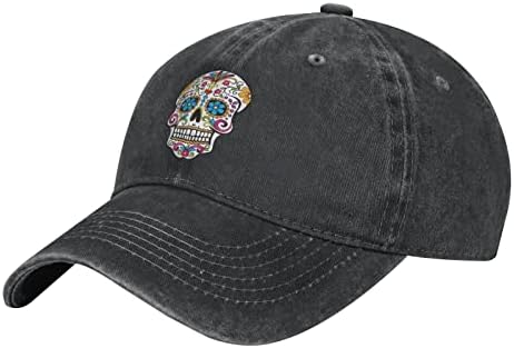 Kamyon şoförü şapkası Çiçek Şeker Kafatası Ölü Günü Yenilik Şapka Ayarlanabilir Baba Kapaklar Snapback beyzbol şapkası Siyah