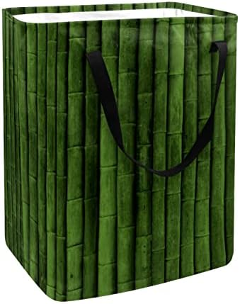 DJROW Çamaşır Bin Yeşil Bambu Kolları ile Büyük Kapasiteli Katlanabilir Giysi Sepet Depolama Bin için Battaniye Giyim Oyuncaklar