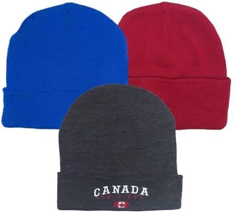 Kanada Atletizm Bere Erkek Kadın Unisex (3 Paket) Akrilik Toque Şapkalar Takke Kış Termal Şapka Sıcak Kaflı Örgü Hediye