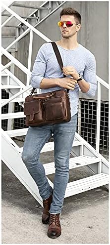 HNTHY erkek Evrak Çantası erkek laptop çantası Ofis Çantaları Erkekler ıçin Iş Belge Evrak Çantası Çanta (Renk: Kahverengi, Boyutu: