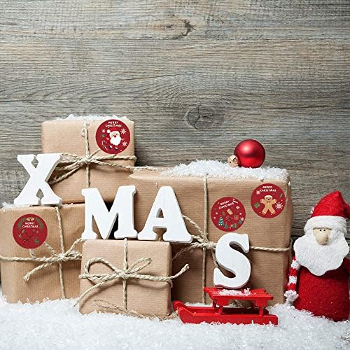 LANDAİER Merry Christmas Etiketler Etiketler Rulo 1.5 İnç 8 Tasarımlar Yuvarlak Noel Etiketleri 500 Yapıştırıcı Noel Dekoratif