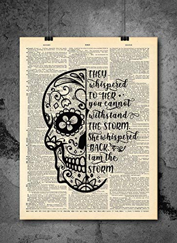 Kafatası Alıntı-Ölülerin Kafatası Günü-Fısıldadılar Alıntı Sanatı-Otantik Upcycled Sözlük Sanat Baskısı-Ev veya Ofis Dekoru (D284)