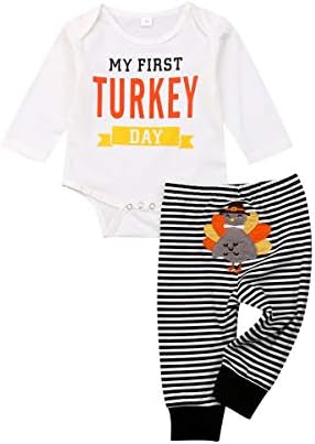Moore-Doğrudan Benim Ilk Şükran Kıyafet Yenidoğan Bebek Kız Erkek Bodysuit Türkiye Şerit Pantolon Giysileri